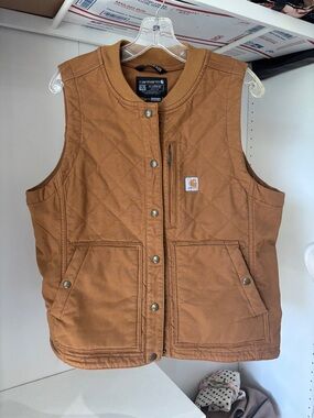Carhartt Quilted Duck Work Vest in Carhartt Brown